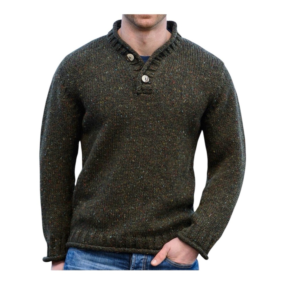 New Aran Sweater Market Men L Forest Green Donegal Tweed Wool Ireland Sweater